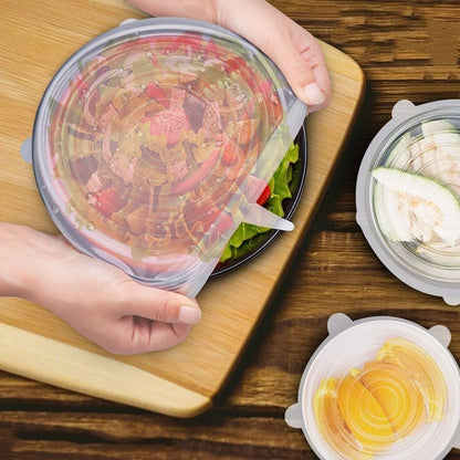 6PCS Adaptable Lid Silicone Cover Food
