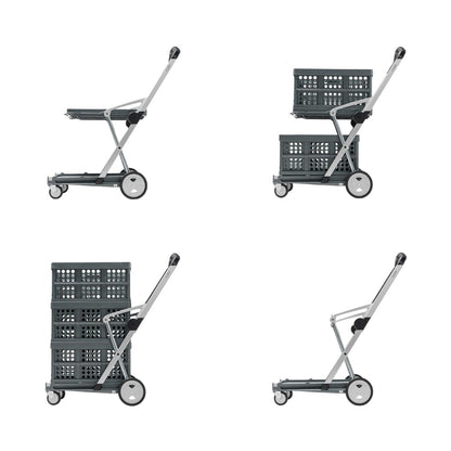 Folding Premium Shopping Cart with 2 Folding Storage Boxes