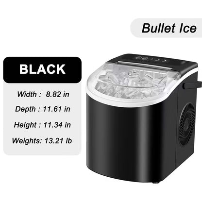 FrostFlow 26 — Countertop Ice Maker, 26 lbs/day, Portable with Handle + Basket & Scoop