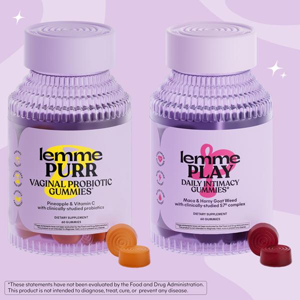 The Bedroom Bundle - Lemme Purr & Play Bundle - Play and Vaginal Probiotic Gummies for Women (60ct Each)