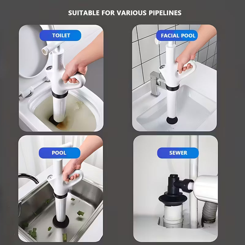 Drain Blaster Air Plunger Gun — Heavy-Duty Manual Air Pressure Tool for Toilet, Sink & Floor Drains