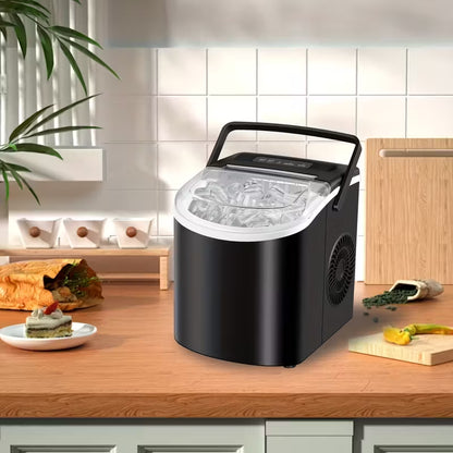 FrostFlow 26 — Countertop Ice Maker, 26 lbs/day, Portable with Handle + Basket & Scoop