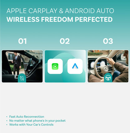 Play2Video Ultra 7” — Wireless Apple CarPlay & Android Auto Adapter with Built-in Touchscreen & Streaming Apps
