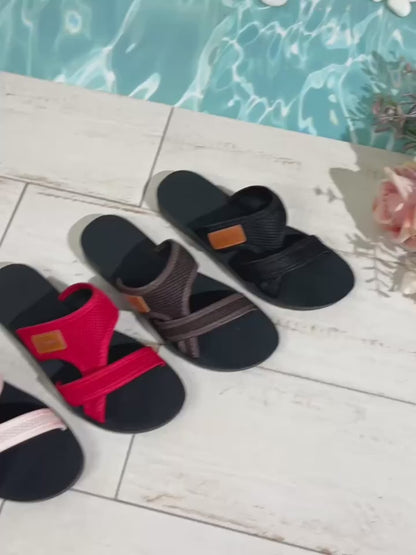 Rossie Slide Sandals — Women’s Breathable Mesh, Crisscross Strap Flat Summer Slides